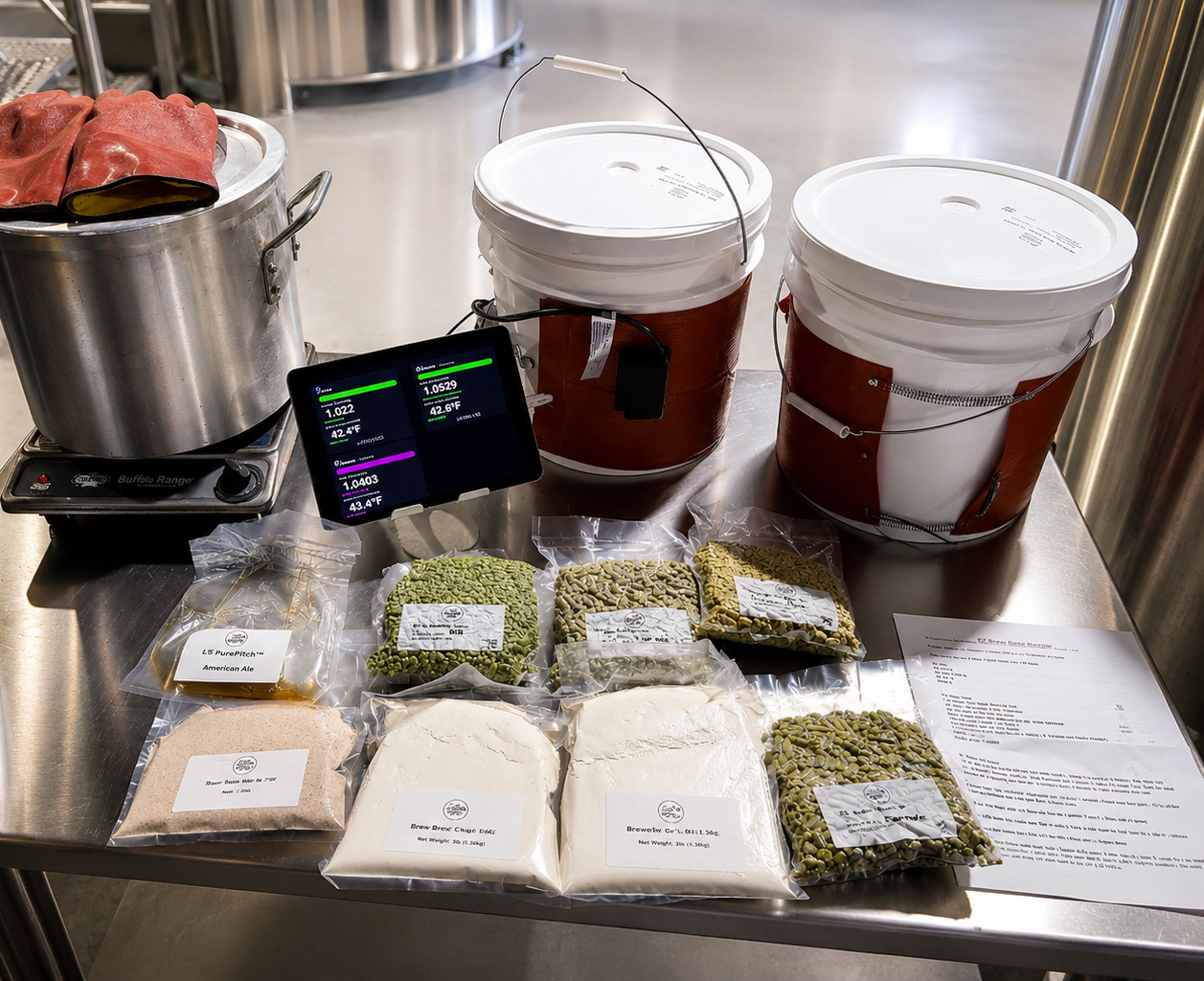 Brew-Ready kit ingredients staged for shipment