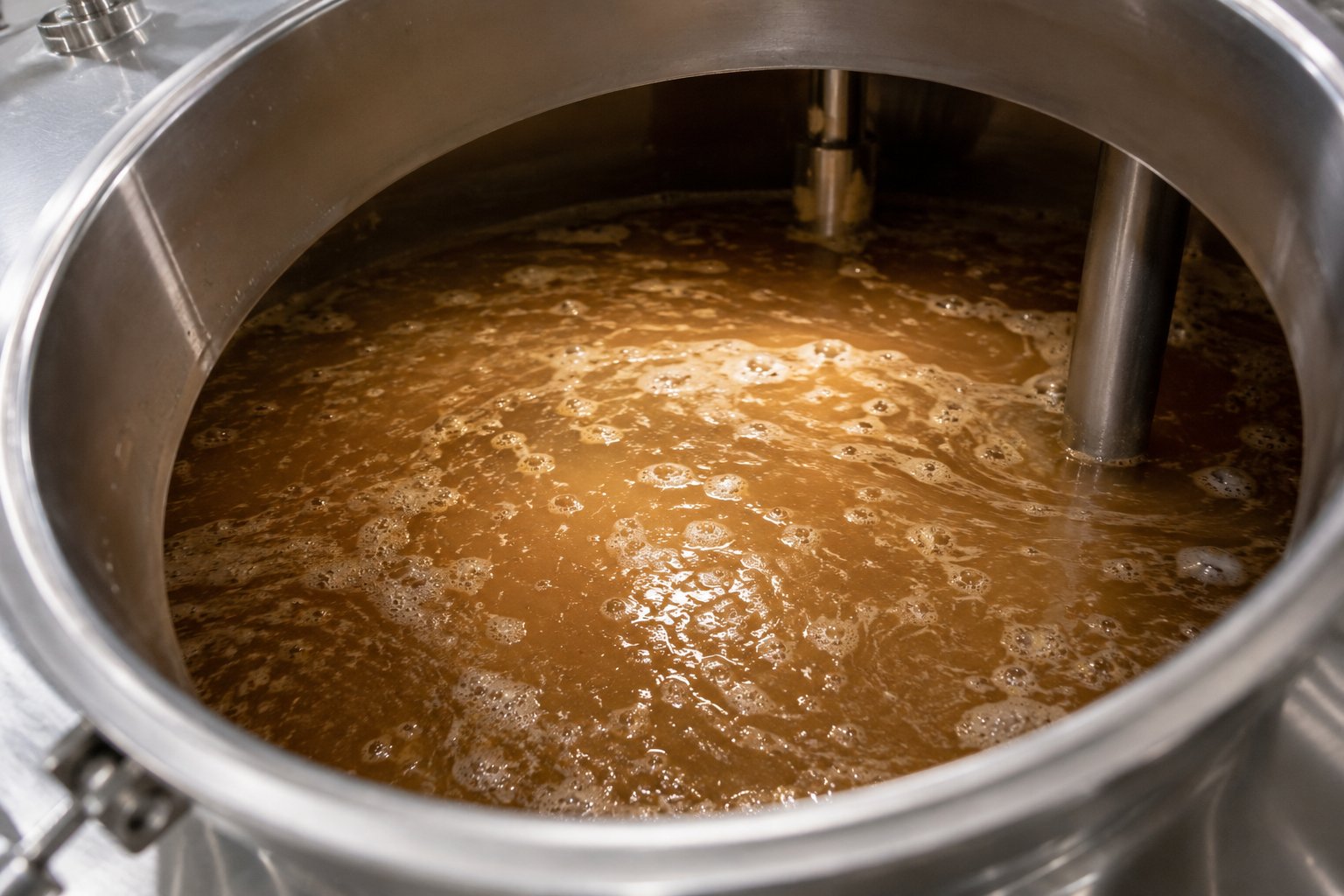 Wort being produced in the mash tun